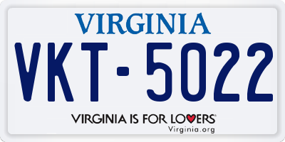 VA license plate VKT5022