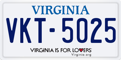 VA license plate VKT5025
