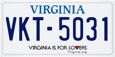 VA license plate VKT5031
