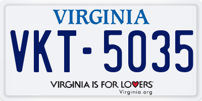 VA license plate VKT5035