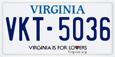 VA license plate VKT5036