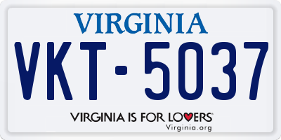 VA license plate VKT5037
