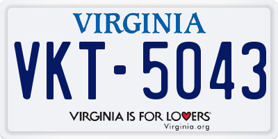 VA license plate VKT5043