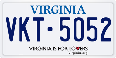 VA license plate VKT5052