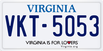VA license plate VKT5053