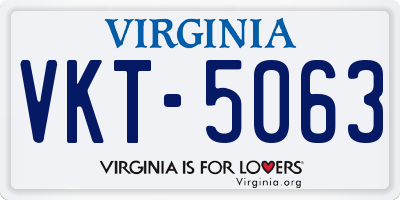 VA license plate VKT5063
