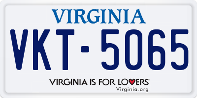VA license plate VKT5065