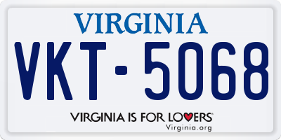 VA license plate VKT5068