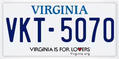 VA license plate VKT5070