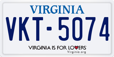 VA license plate VKT5074