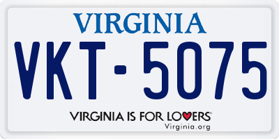 VA license plate VKT5075