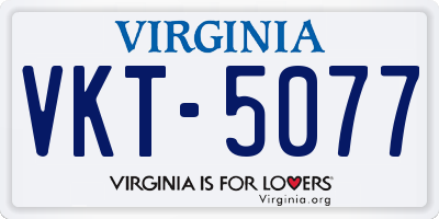 VA license plate VKT5077