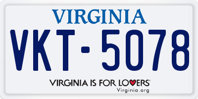 VA license plate VKT5078