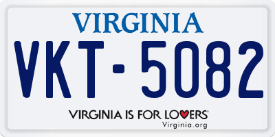 VA license plate VKT5082