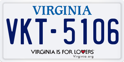 VA license plate VKT5106