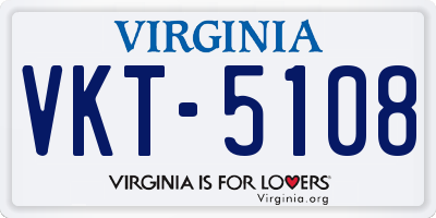 VA license plate VKT5108