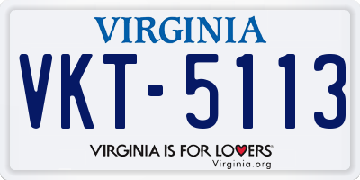 VA license plate VKT5113