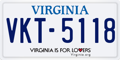 VA license plate VKT5118