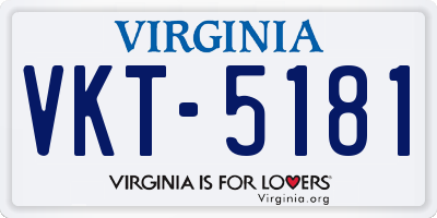 VA license plate VKT5181