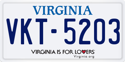 VA license plate VKT5203