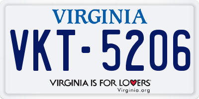 VA license plate VKT5206