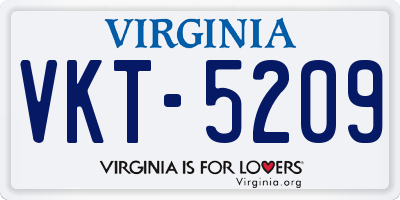 VA license plate VKT5209