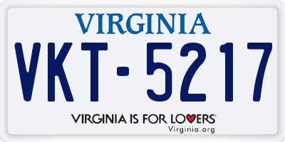 VA license plate VKT5217