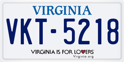 VA license plate VKT5218
