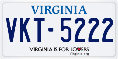 VA license plate VKT5222