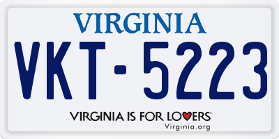 VA license plate VKT5223