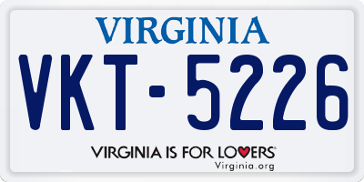 VA license plate VKT5226