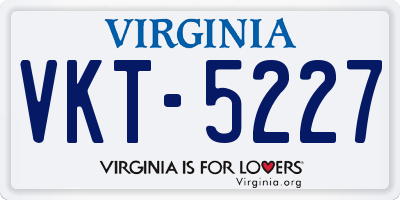 VA license plate VKT5227