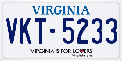 VA license plate VKT5233