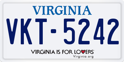 VA license plate VKT5242