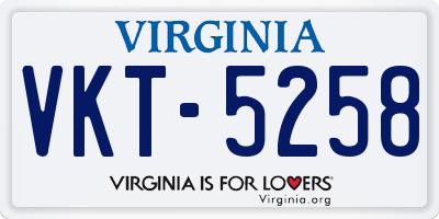 VA license plate VKT5258