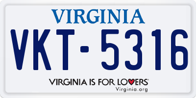 VA license plate VKT5316