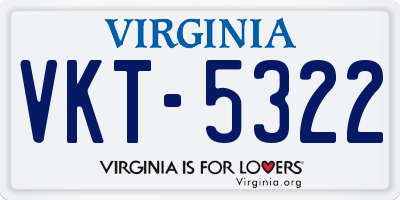 VA license plate VKT5322