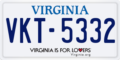 VA license plate VKT5332