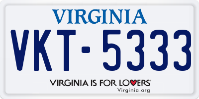 VA license plate VKT5333