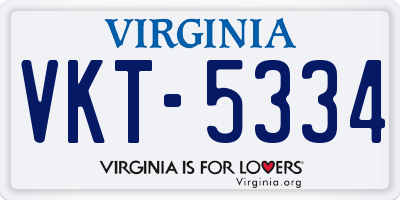 VA license plate VKT5334