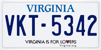 VA license plate VKT5342