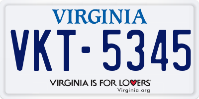 VA license plate VKT5345