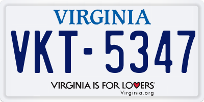 VA license plate VKT5347