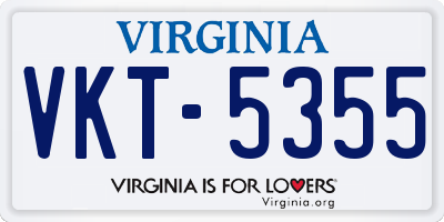 VA license plate VKT5355