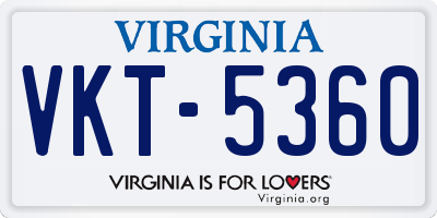 VA license plate VKT5360