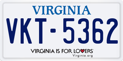 VA license plate VKT5362