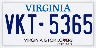 VA license plate VKT5365