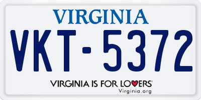 VA license plate VKT5372