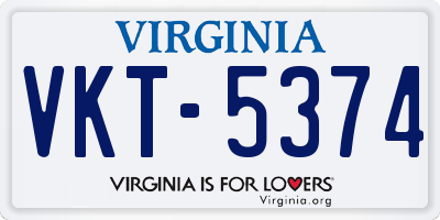 VA license plate VKT5374