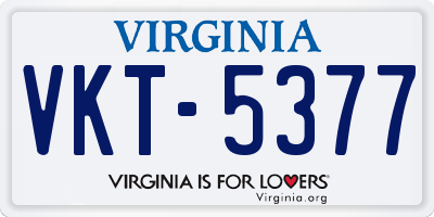VA license plate VKT5377